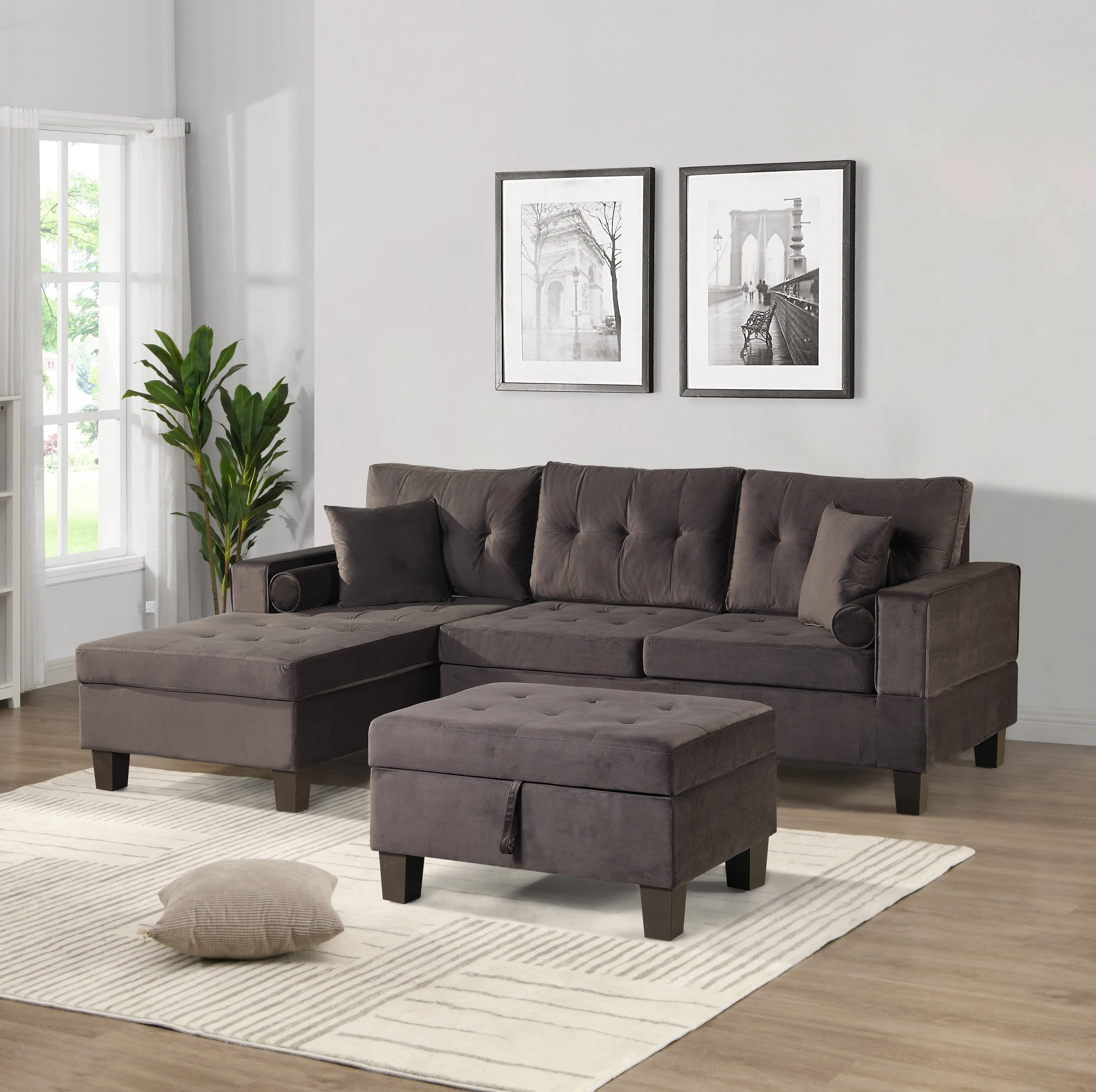 Sofa da tã Bộ ghế sofa cho phòng khách đồ nội thất góc sofa thiết kế