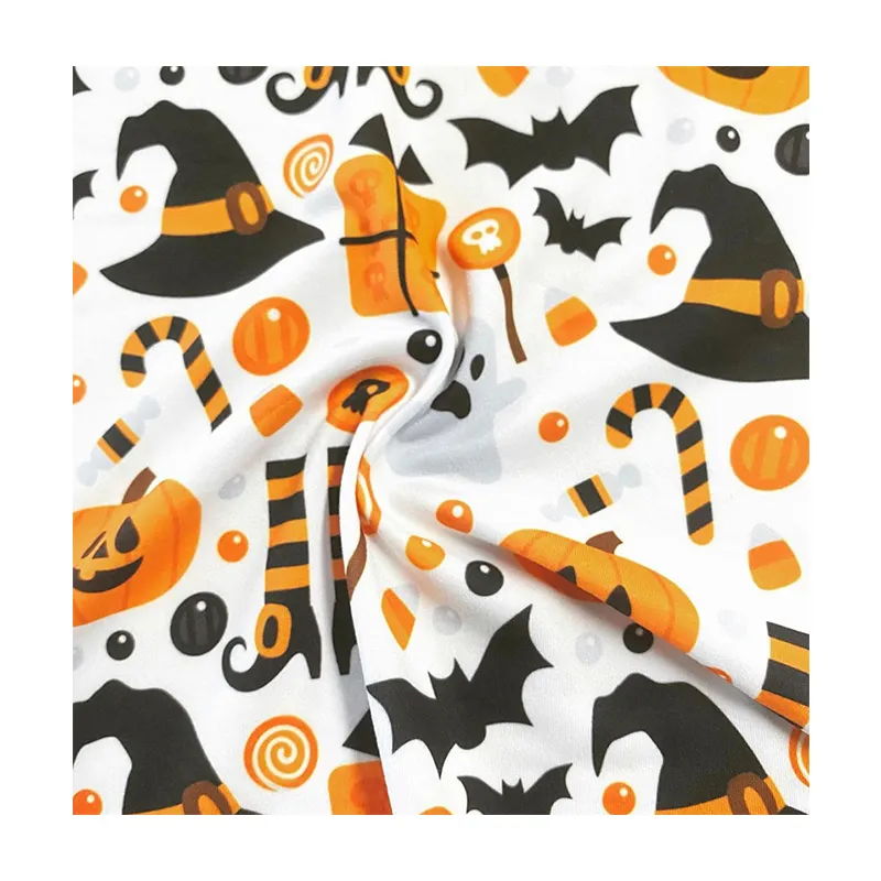 Neues Design Halloween individuell bedruckte Polyester Spandex Strick Dbp Stoff für Kleidungs stück