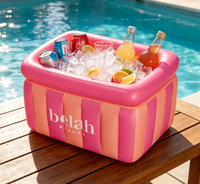 Glacière gonflable personnalisée imprimée en usine, bar à boissons flottant, glacière portable en PVC étanche pour piscine, plage, fête d'été