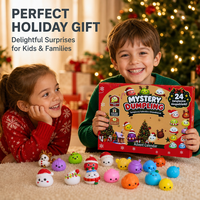 Calendrier de l'Avent de Noël 24 pièces – Adorable ensemble de jouets anti-stress en forme de boulettes en TPR à presser pour le bureau