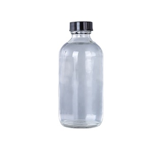 Botellas de Vidrio Transparente Boston Round de 16oz y 8oz con Tapa de Rosca para Bebidas, Jugos, Kombucha, Licores, Aptas para Serigrafía - Product Image 1