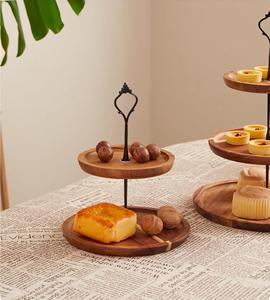 Espositore per Torte e Biscotti a 3 Livelli in Legno di Acacia, Vassoio a Tre Piani per Matrimoni, Compleanni e Dessert - Product Image 6