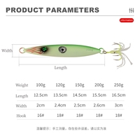 Nouveau Design 100g-250g de piège à poisson intégré, lampe de vitesse coulante, leurre de pêche lumineux en métal, jigging Vertical, appât pour poisson au plomb