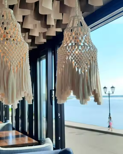 Bán buôn boho phong cách tay dệt Bông Chụp đèn với rìa dài cho phòng khách nhà hoặc khách sạn đám cưới trang trí nội thất nhà máy trực tiếp - Product Image 1