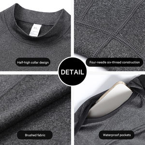 ชุดออกกำลังกายผู้ชายแบบกำหนดเอง OEM เสื้อแขนยาวผ้าฟลีซ กางเกงเลกกิ้ง 2 ชิ้น ชุดรัดกล้ามเนื้อ ระบายอากาศได้ดี เหมาะสำหรับวิ่งจ๊อกกิ้งและเล่นกีฬา - Product Image 5