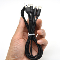 Câble USB 3-en-1 en nylon tressé 2024 avec Micro-USB pour écouteurs et plusieurs appareils, charge rapide 5A
