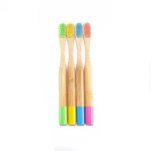 Bamboo Toothbrush (4 Pack) with Travel Toothbrush Case & Charcoal Dental Floss | Natural Eco Bamboo Toothbrush Set for Adults