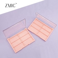 Palette de fards à paupières rose 6 couleurs avec couvercle transparent, palette vide personnalisable pour crème blush, palette de maquillage illuminateur en gros