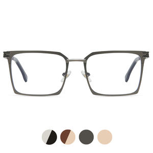 87336 Montures de lunettes optiques rectangulaires en métal pour hommes, protection anti-lumière bleue, largeur de monture moyenne, verres AC, pont nasal standard - Product Image 3