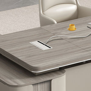 Sıcak satış lüks Modern L şekli direktörü Ceo patron ahşap iş istasyonu masası ofis mobilyaları masa takım yemlik yönetici ofis masası - Product Image 5