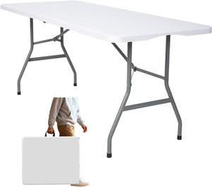 Table pliante portable en plastique, table pliable adaptée pour la salle à manger, l'intérieur, l'extérieur, le <span class=keywords><strong>camping</strong></span>, le pique-nique et les fêtes, les barbecues - Product Image 1