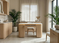 Nouvelle table de manucure en bois personnalisée pour salon de beauté, avec éclairage et plateau en marbre