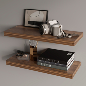 <b>Walnut</b> Floating <b>Shelf</b> Wall Mount Wooden Display Rack For Living Room Home Decor - Product Image 2