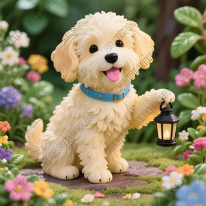 Oggetti all'ingrosso della decorazione domestica della resina della fabbrica della lanterna della statua animale del giardino lampada solare degli ornamenti del cane all'aperto statua del cane - Product Image 5