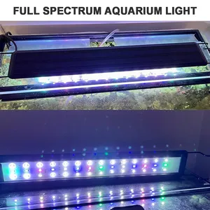 Luz LED de acuario de espectro completo de 17W con 10 niveles de brillo, función de temporizador, luz RGB para pecera de agua dulce de 16-24 pulgadas