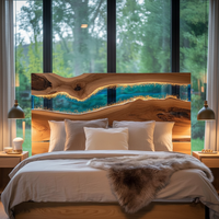 Cabecera de Cama Hecha a Mano con Madera Maciza y Resina Epoxi SACK |   Muebles de Dormitorio Modernos de Lujo con Temática Romántica, Diseño Artístico Personalizado