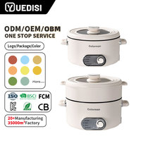Casserole électrique à grande capacité avec contrôle automatique du thermostat Yuedisi, facile à utiliser, antiadhésive, avec couvercle en verre