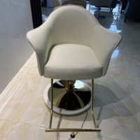 Sillón de Peluquería Personalizable en Color Blanco Crema de Cuero de Lujo para Salón de Belleza y Barbería