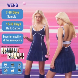 Robe de tennis, pickleball et golf pour femme, respirante, à séchage rapide, tricotée, avec blocs de couleur, broderie 3D personnalisée par le fabricant - Product Image 1