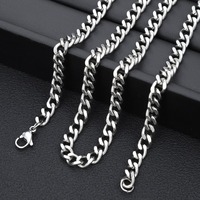 Cadena Cubana de Doble Cara Pulida de Acero Inoxidable, Joyería de Cuello Unisex de Estilo Casual Urbano