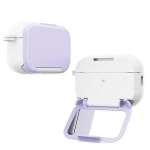 Espejo plegable portátil armadura dura funda para auriculares a prueba de golpes para Apple <span class=keywords><strong>Airpods</strong></span> 1/2/3/4 <span class=keywords><strong>Pro</strong></span> funda protectora de plástico con gancho - Product Image 1