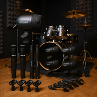 Kit de micros de batterie filaires S-Core 9 pièces avec connecteur XLR pour toms, caisse claire, cymbales, utilisation professionnelle en studio d'enregistrement audio