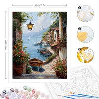 CHENISTORY Peinture par numéros Thème Ville et Bord de Mer pour Adultes, Dessin sur Toile, Décoration Intérieure, Art DIY, Cadeau