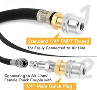 Lot de 2 embouts de gonflage en laiton à verrouillage, embout de gonflage de pneu 1/4 NPT avec connecteur rapide pour compresseur d'air et manomètre de pression des pneus