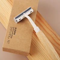 Kit de toilette écologique pour hôtel, pochette en acier inoxydable, papier kraft recyclable, kit de rasage compostable, articles de toilette pour l'hôtellerie