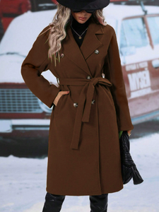 Elegante Cappotto di Lana da Donna, Collo Classico Rovesciato, Chiusura Doppiopetto, <span class=keywords><strong>Soprabito</strong></span> Caldo e Antivento per Autunno e Inverno - Product Image 6