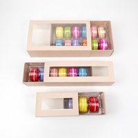 Boîte en papier pliable pour macarons, biscuits, desserts, avec fenêtre de visualisation et tiroir coulissant, capacité 3, 6 ou 12 unités