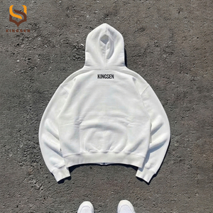 Fabricante de sudaderas con capucha para hombre, personalizadas con logotipo, de algodón grueso, estilo urbano, vintage, con cremallera completa. - Product Image 2