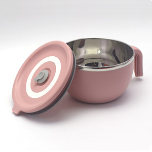Boîte à lunch isotherme en acier inoxydable scellée avec poignée, ronde rose, double couche, pour étudiants, nouilles instantanées - Product Image 5