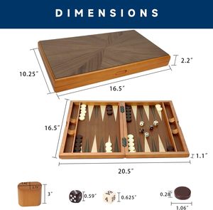 Premium Wooden Folding Inlay <strong>Backgammon</strong> Board <strong>Game</strong> Set <strong>Classic</strong> Traditional Board <strong>Games</strong> for Kids and Adults - Product Image 2