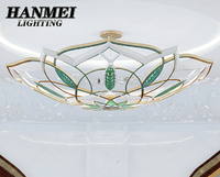 Lampe suspendue en acier inoxydable à motif floral en résine, taille moyenne, installation pour projet