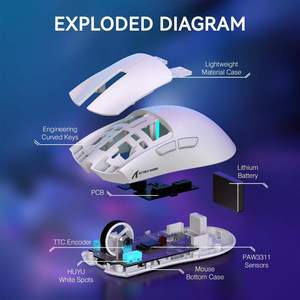 Souris de jeu sans fil ATTACK SHARK X11 avec station de charge, capteur PAW3311, trois modes, ultra-légère 63g, fréquence de polling 8K pour le gaming FPS et l'e-sport - Product Image 6