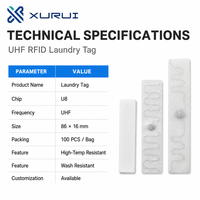 Étiquette RFID UHF pour blanchisserie, puce U8, lavable, résistante aux hautes températures, réutilisable, étiquette textile RFID pour linge d'hôtel et vêtements