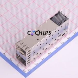 AE90A1104105 Optical Module Connector Through hole Component (THT) Connector Case (Cage) SFP 2 Internal External Light Guide - Product Image 1