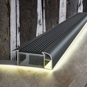 Profilé d'escalier antidérapant en aluminium avec insert en caoutchouc, marche d'escalier LED intérieure, bande de sécurité antidérapante - Product Image 3