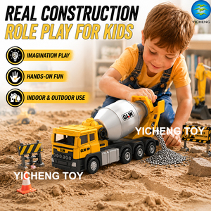 Camion malaxeur à béton en alliage moulé sous pression, jouet à friction, mini véhicule de construction, tambour rotatif, voiture à benne basculante, cadeau pour enfants - Product Image 3