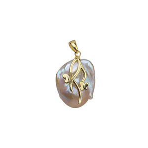 Collier en argent 925 fait main avec pendentif papillon en perle baroque, perle en forme de femme avec base creuse, accessoire plaqué 1400 - Product Image 5