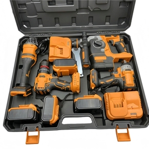 Ensemble d'outils 4 pièces sans balais : Perceuse à percussion, Clé à chocs, Meuleuse d'angle, Batterie au lithium rechargeable OEM, Certifié transfrontalier - Product Image 1