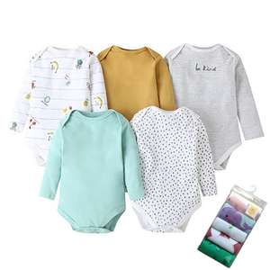 Offre Spéciale : Ensemble 5 Pièces Printemps pour Bébé Nouveau-né – Grenouillère et Body Manches Longues en Coton pour Garçon et Fille - Product Image 1