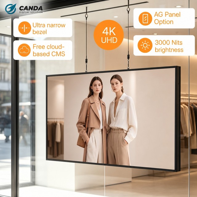High Brightness Window LCD Display 3000 Nits Digital Poster Indoor Shop Window Facing Advertising Screen Video SDK Function