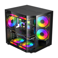 AntarcChill New Design Vertical Tempered Glass Pc Case Black CPU Gamer Tower Cabinet Chassis for Gaming Computer