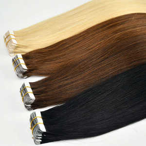 Grand stock, extensions de cheveux en ruban 100% cheveux humains, lisses, indiennes, non Remy, qualité supérieure, mélange sans couture, aspect naturel, qualité salon - Product Image 2