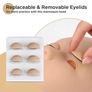 Ancien combattant chine gros paupières de remplacement pour la pratique Têtes de mannequin Extension de cils Mannequins de formation Paupières amovibles - Product Image 3
