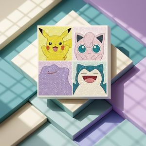 ชุดภาพวาดเพชรโปเกมอน พลาสติก แฮปปี้สไมล์ 25x25 ซม. งานฝีมือ DIY 5D แบบเต็มพื้นที่ ปักครอสติช ของขวัญสำหรับเด็ก ขายส่ง - Product Image 2