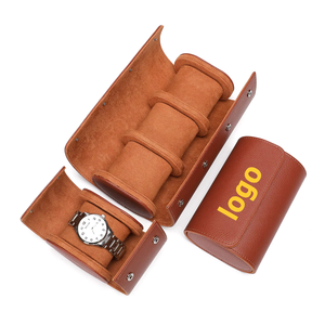 Customized Luxe Discreet Portable Watch Storage <b>Roll</b> Fashion PU Leather Flip Lid Flannel Watch Pillow Travel Watch <b>Box</b> - Product Image 6