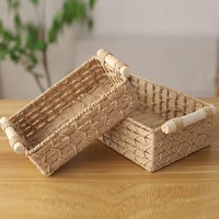 Panier de rangement de bureau Cosmétiques Key Snacks Table basse Panier de rangement tissé en rotin